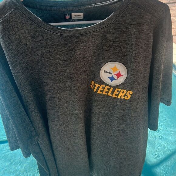 Pittsburgh Steelers XXL T-shirt Gray Logo EUC Short Sleeve Football Sports - Picture 6 of 16